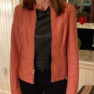 Salmon Faux Leather Jacket